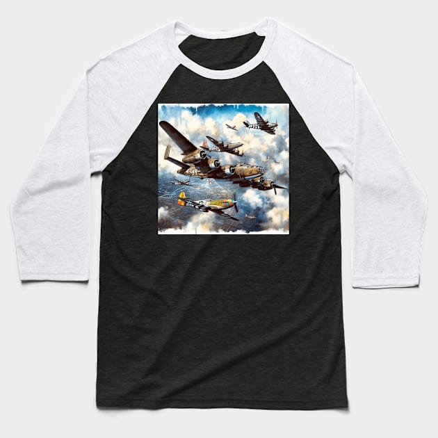 Fantasy illustration of WWII aircraft in battle Baseball T-Shirt by WelshDesigns